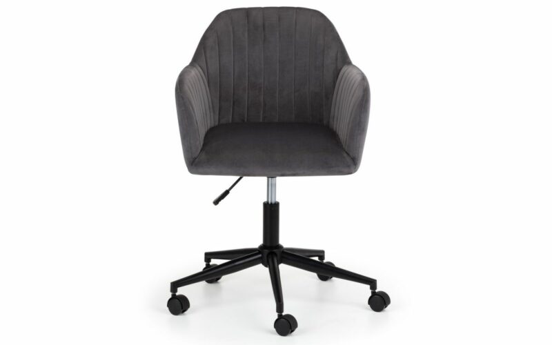 Kahlo Velvet Swivel Office Chair - Grey & Black - Image 2