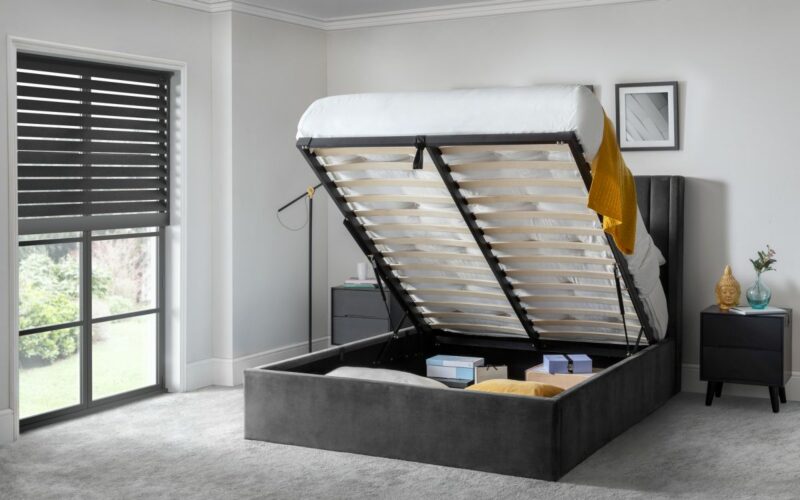 Langham Scalloped Headboard Storage Bed - Grey - Image 5