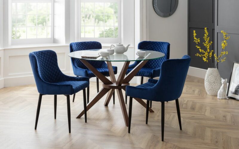 Luxe Velvet Dining Chair - Blue/Black - Image 2