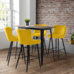 Grafton Bar Table & 4 Luxe Mustard Bar Stools