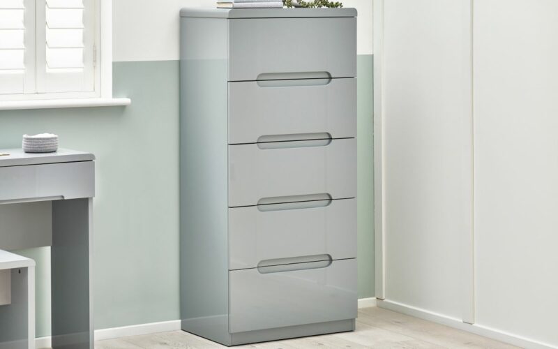 Manhattan 5 Drawer Narrow Chest - Grey - Image 3