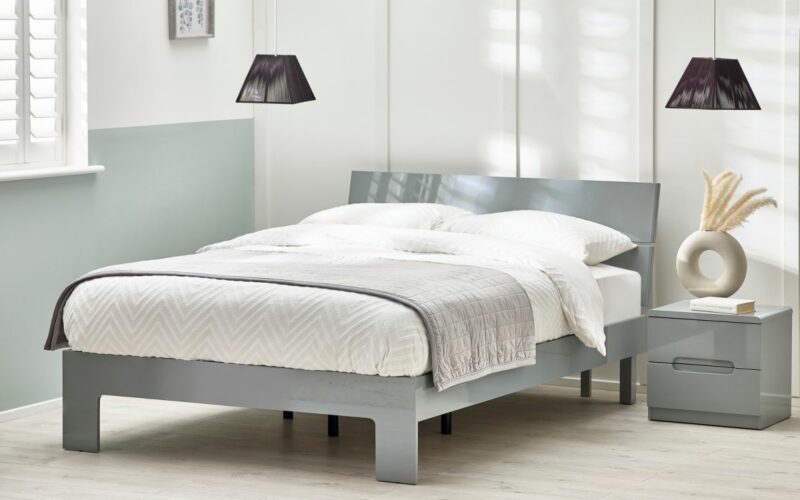 Manhattan High Gloss Bed - Grey - Image 2