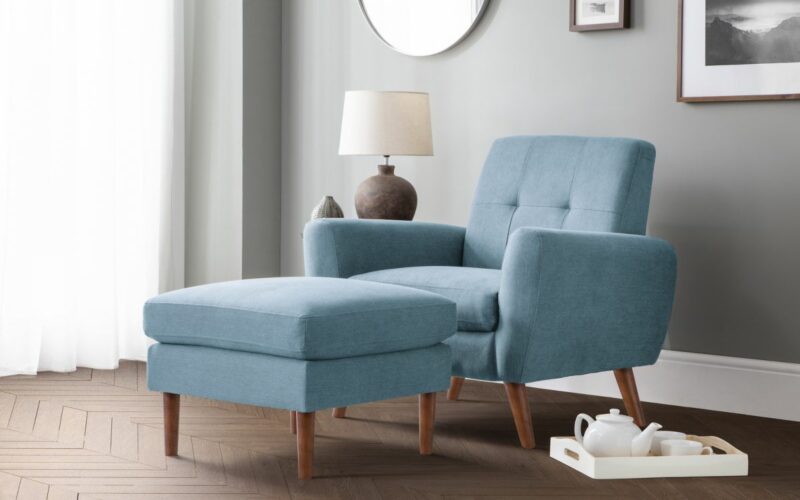 Monza Ottoman - Blue Linen - Image 6