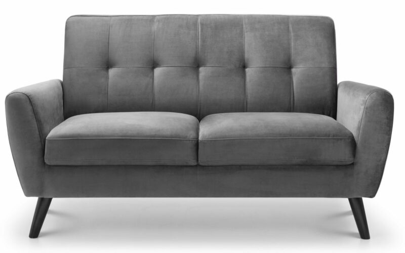 Monza 2 Seater Sofa - Grey Velvet - Image 2