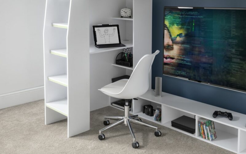 Nebula Gaming Bed with Desk - White - Image 7