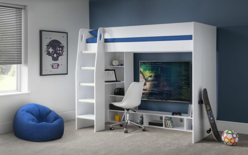 Nebula Gaming Bed with Desk - White - Image 8