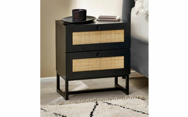 Padstow 2 Drawer Bedside - Black - Image 2