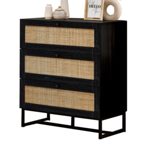 Padstow 3 Drawer Chest - Black