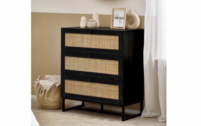 Padstow 3 Drawer Chest - Black - Image 2