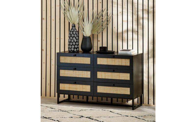 Padstow 6 Drawer Chest - Black - Image 3
