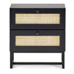 Padstow 2 Drawer Bedside - Black