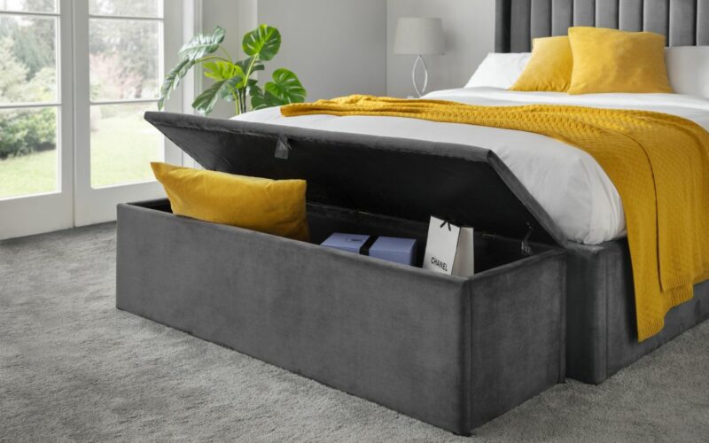 Ravello Blanket Box - Dark Grey Velvet - Image 5