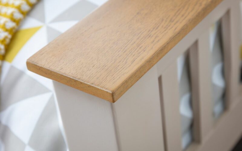 Richmond Bed High Foot End - Elephant Grey / Oak - Image 4