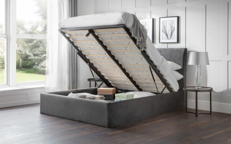 Sanderson Diamond Quilted Velvet Ottoman Bed - Image 7