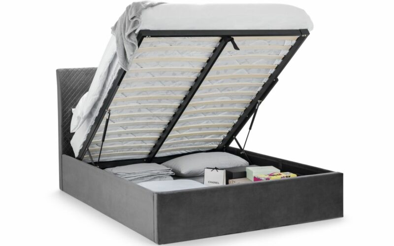 Sanderson Diamond Quilted Velvet Ottoman Bed - Image 4