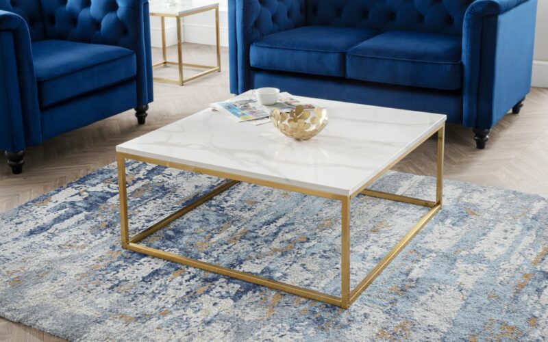 Scala Gold White Marble Top Coffee Table - Image 3