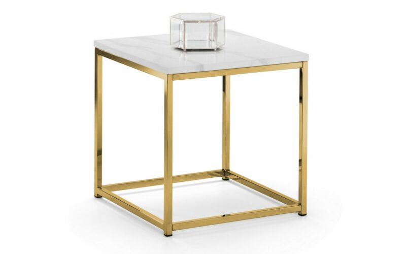 Scala Gold White Marble Top Lamp Table - Image 2