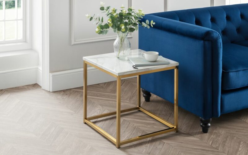 Scala Gold White Marble Top Lamp Table - Image 4