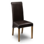Cuba Dining Chair-Brown Faux Leather with Oak Finish Legs KD (JB)