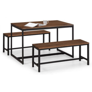 Tribeca 4 Seater Walnut Dining Set (2 Benches)