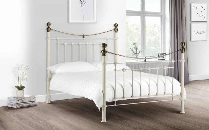 Victoria Bed - Stone White & Brass (JB) - Image 2