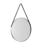 Opera Round Pewter Mirror with Black Strap (JB)