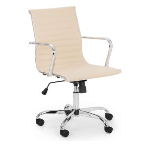 Gio Upholstered Office Chair - Ivory/Chrome (JB)